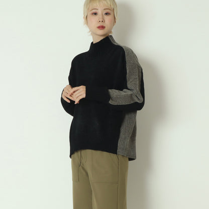 モール配色ハイネックニットプルオーバー 523819