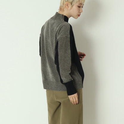 モール配色ハイネックニットプルオーバー 523819