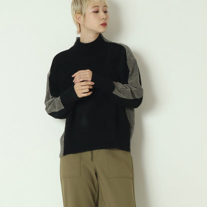 モール配色ハイネックニットプルオーバー 523819