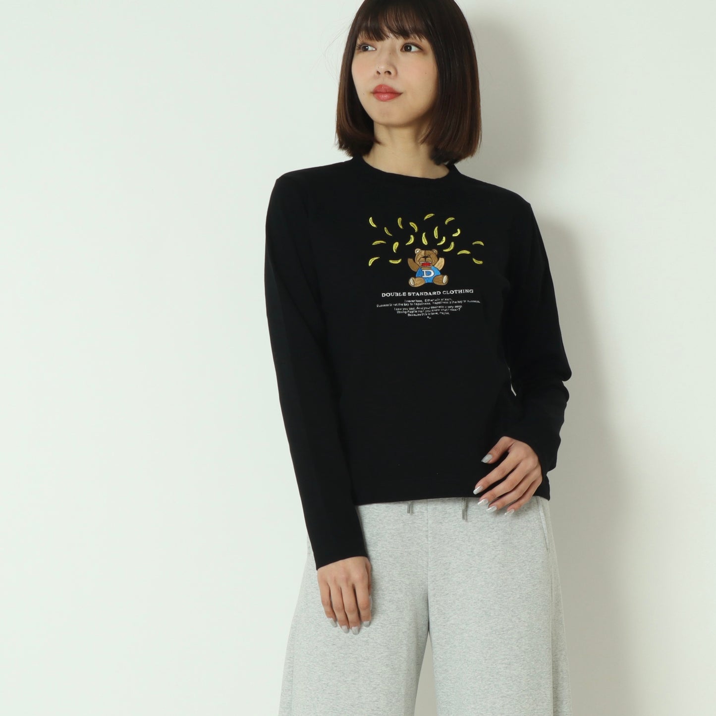 ベア刺繍フライスロンT  0208010261