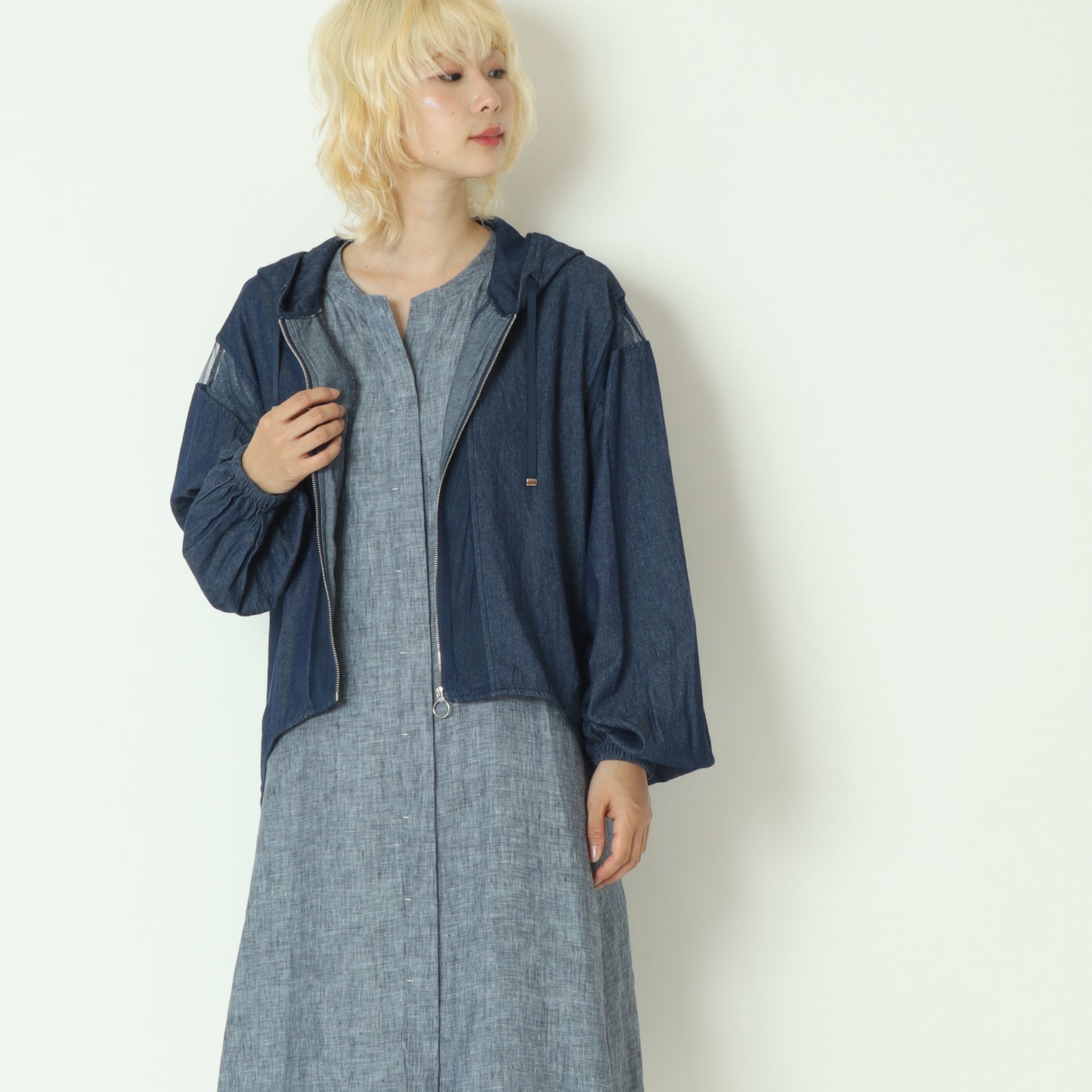 チュールコンビデニムジップフーディー  70050-3110