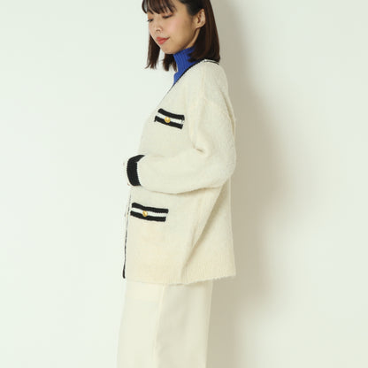 ゴールドボタンラインカーディガン D8632