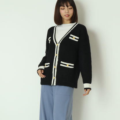 ゴールドボタンラインカーディガン D8632