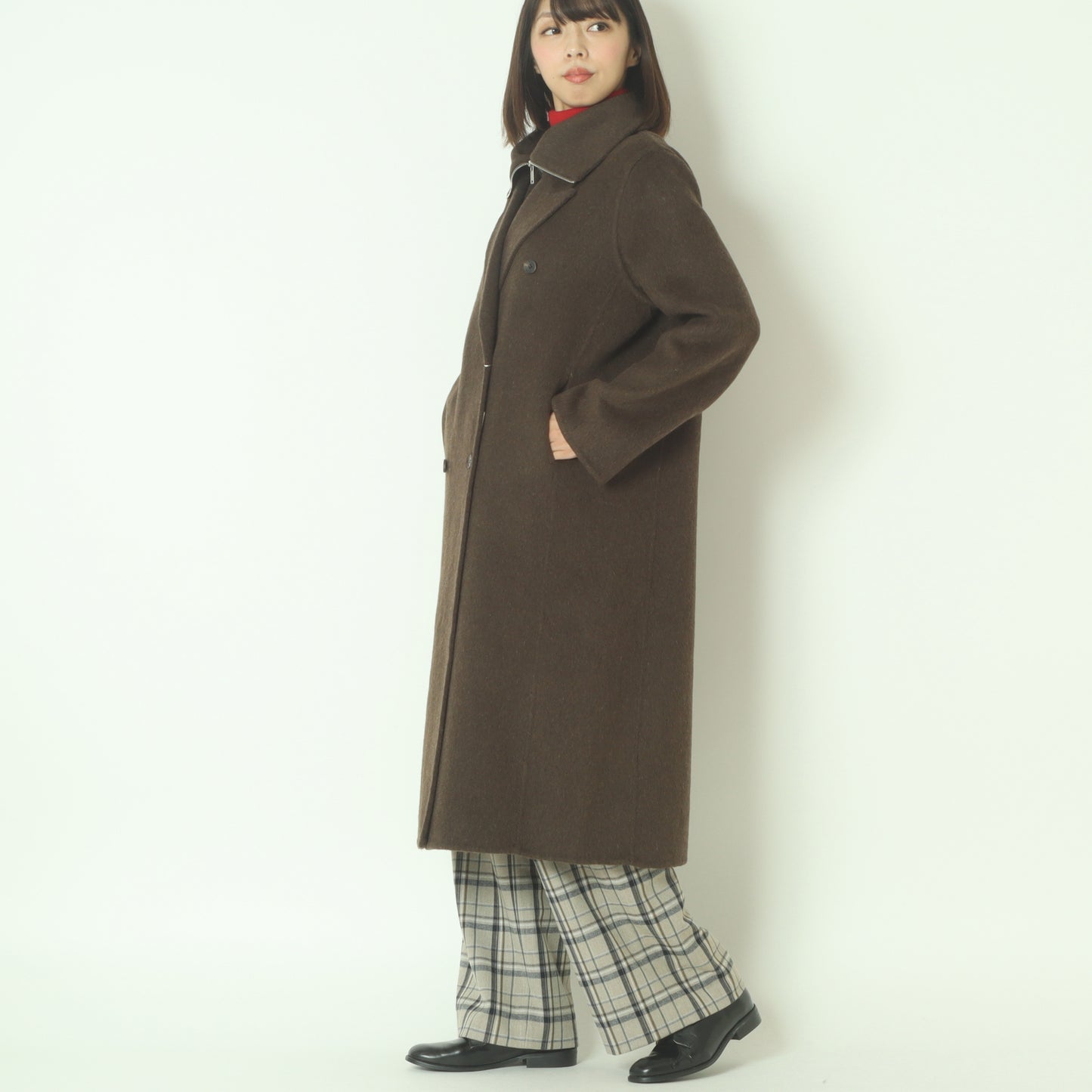 ストラクチャードダブルウールコート  H125309