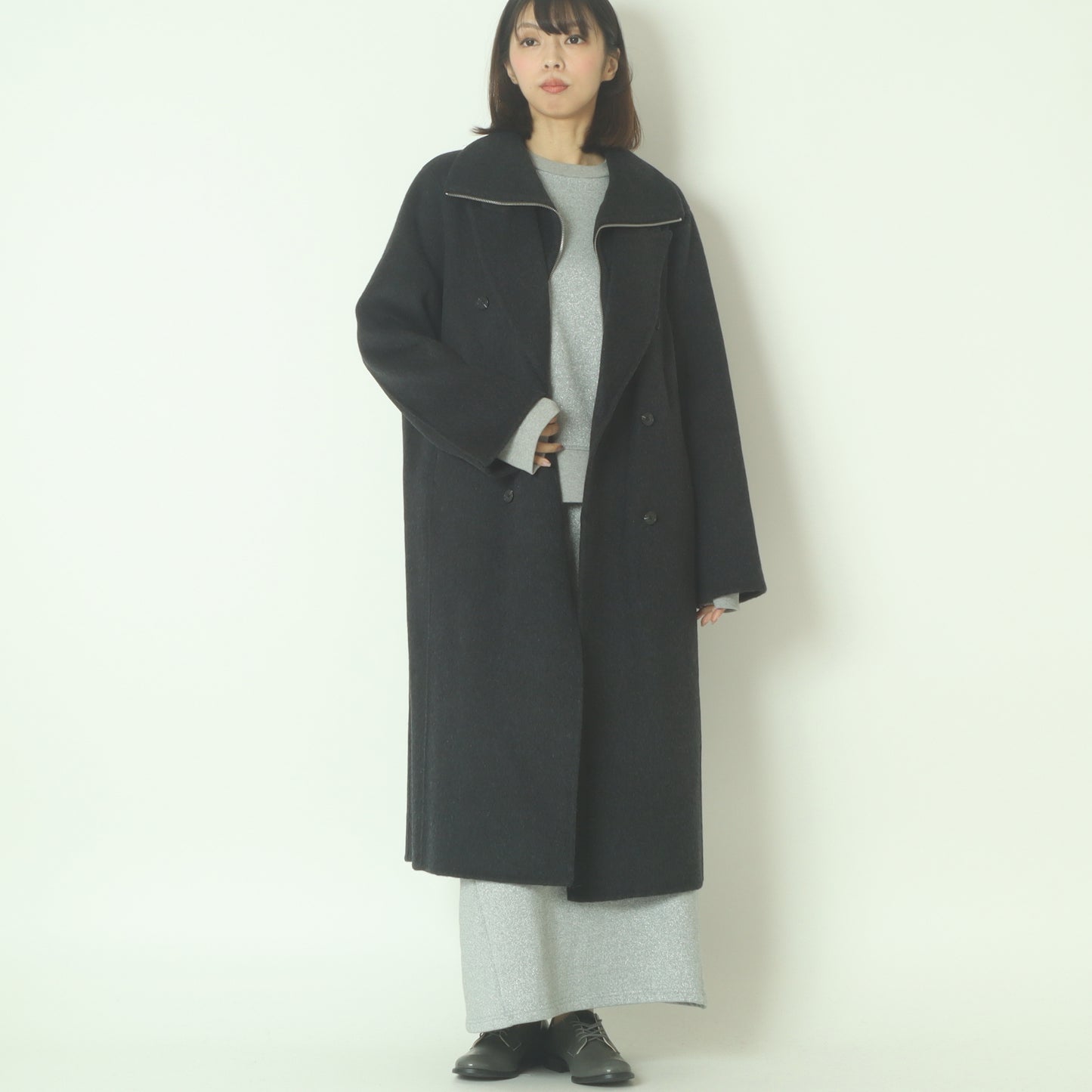 ストラクチャードダブルウールコート  H125309