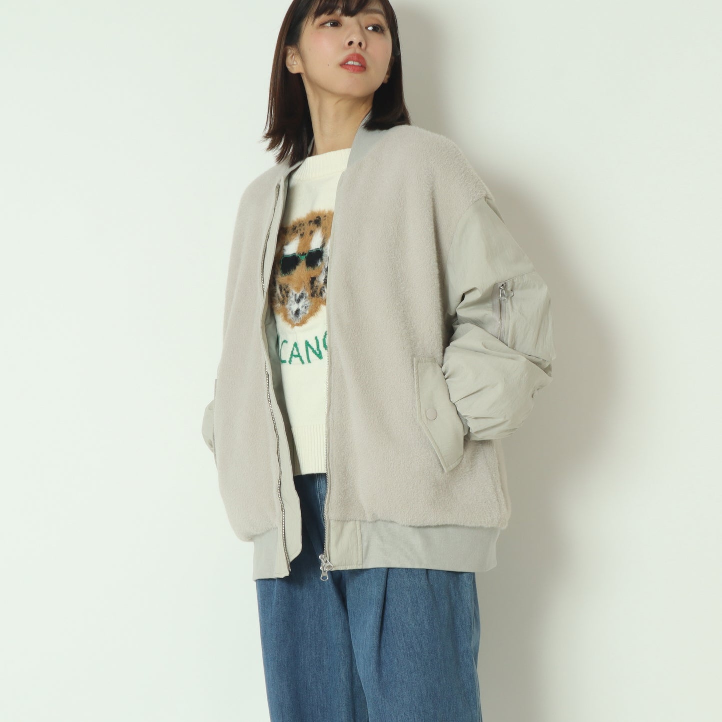 ボアコンビ中綿MA-1ブルゾン  H125305