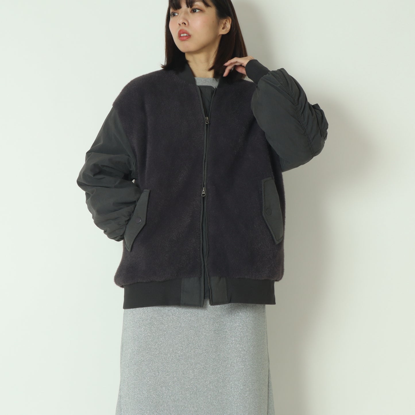 ボアコンビ中綿MA-1ブルゾン  H125305