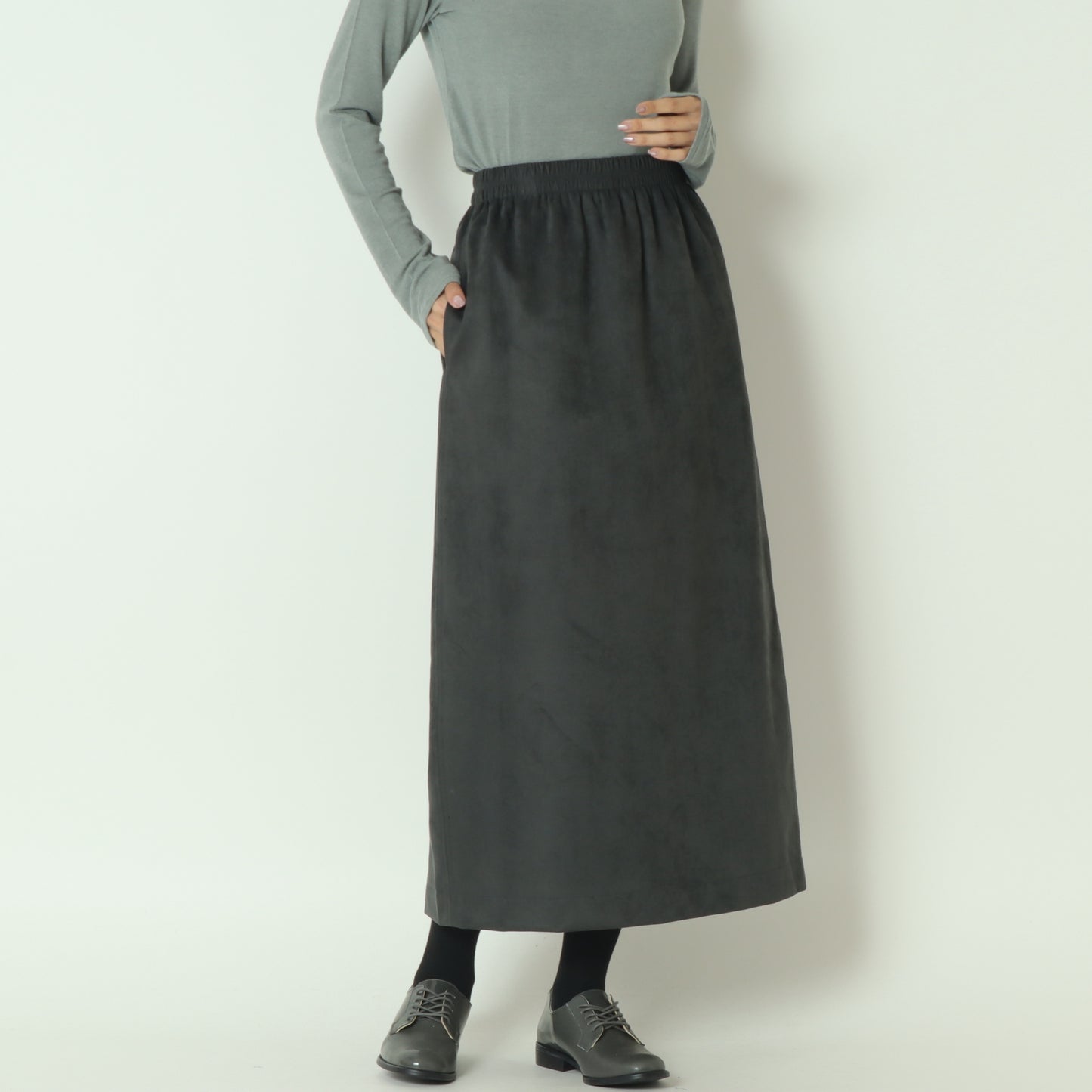 エコスウェードベンツ入りIラインロングスカート H725313