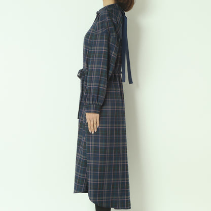 タータンバックリボンシャツドレス H325316