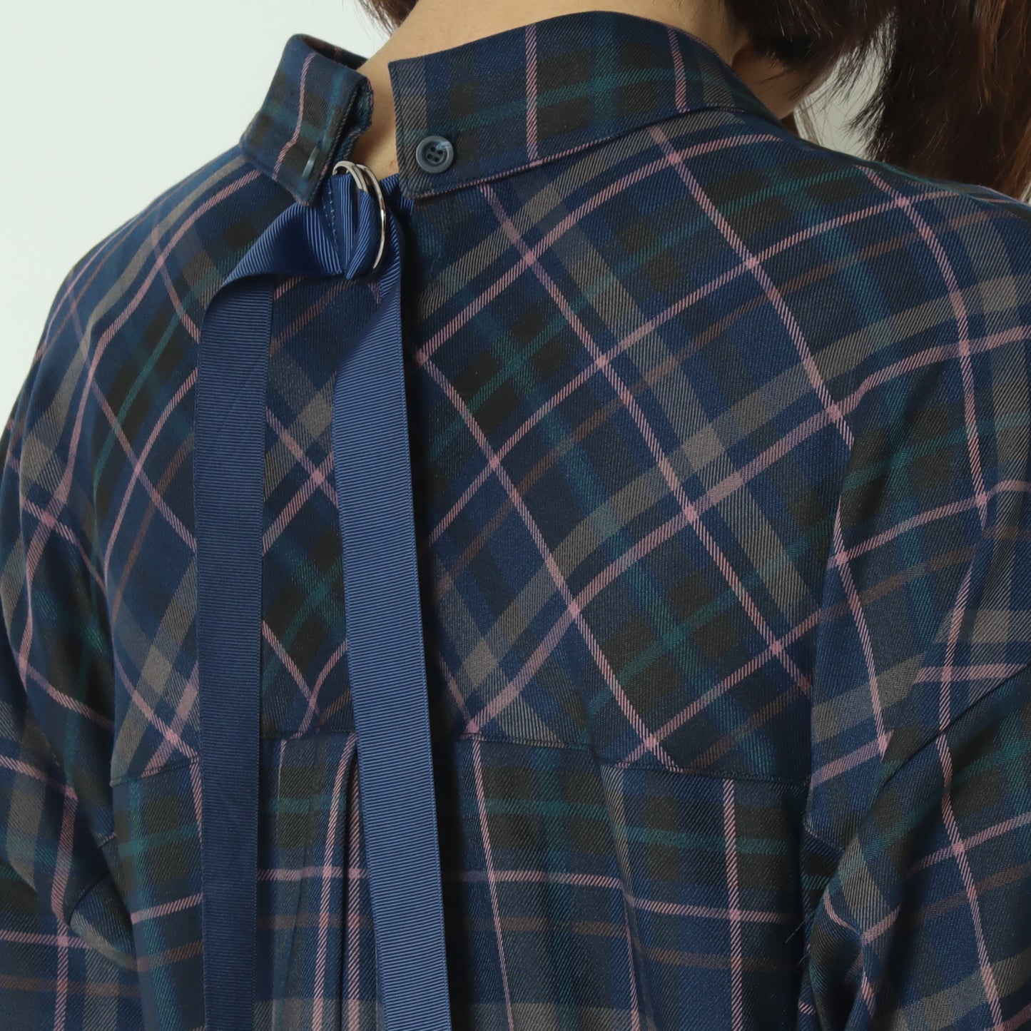 タータンバックリボンシャツドレス H325316