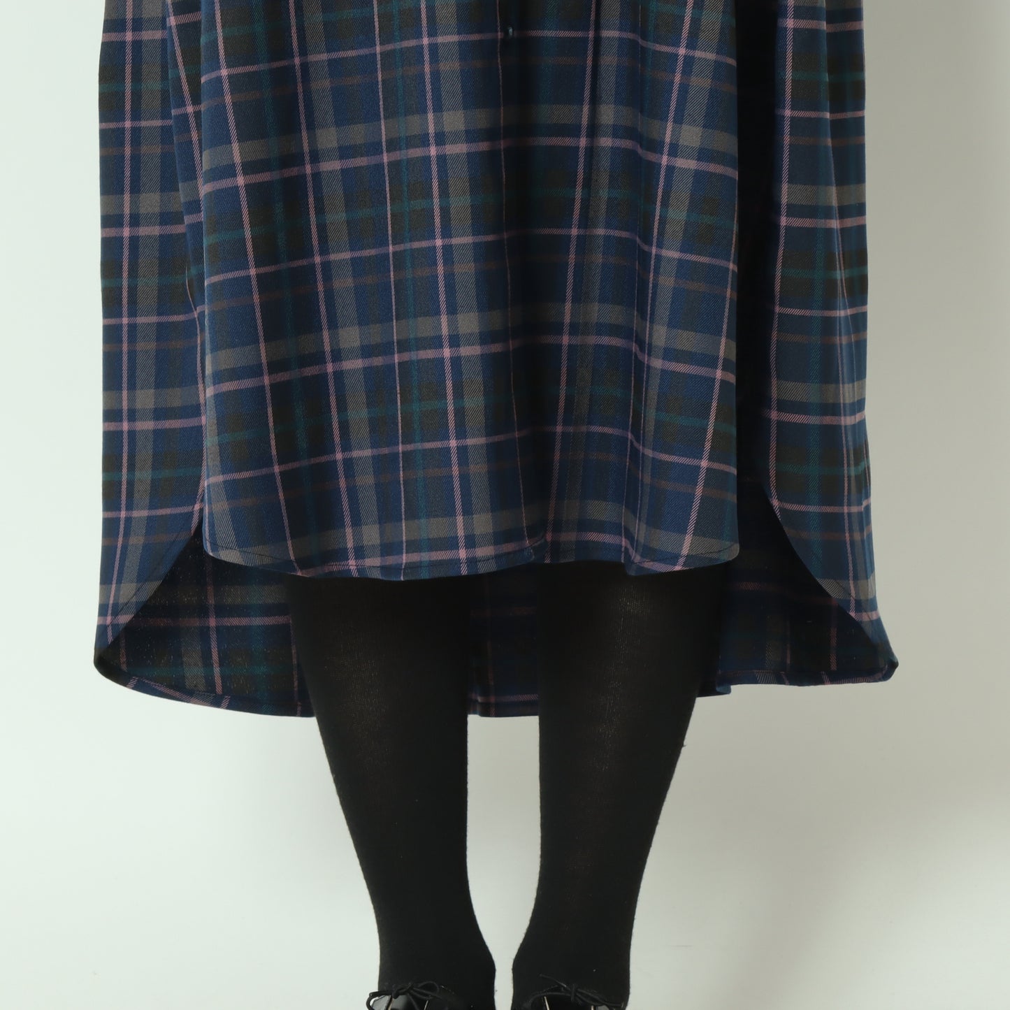 タータンバックリボンシャツドレス H325316