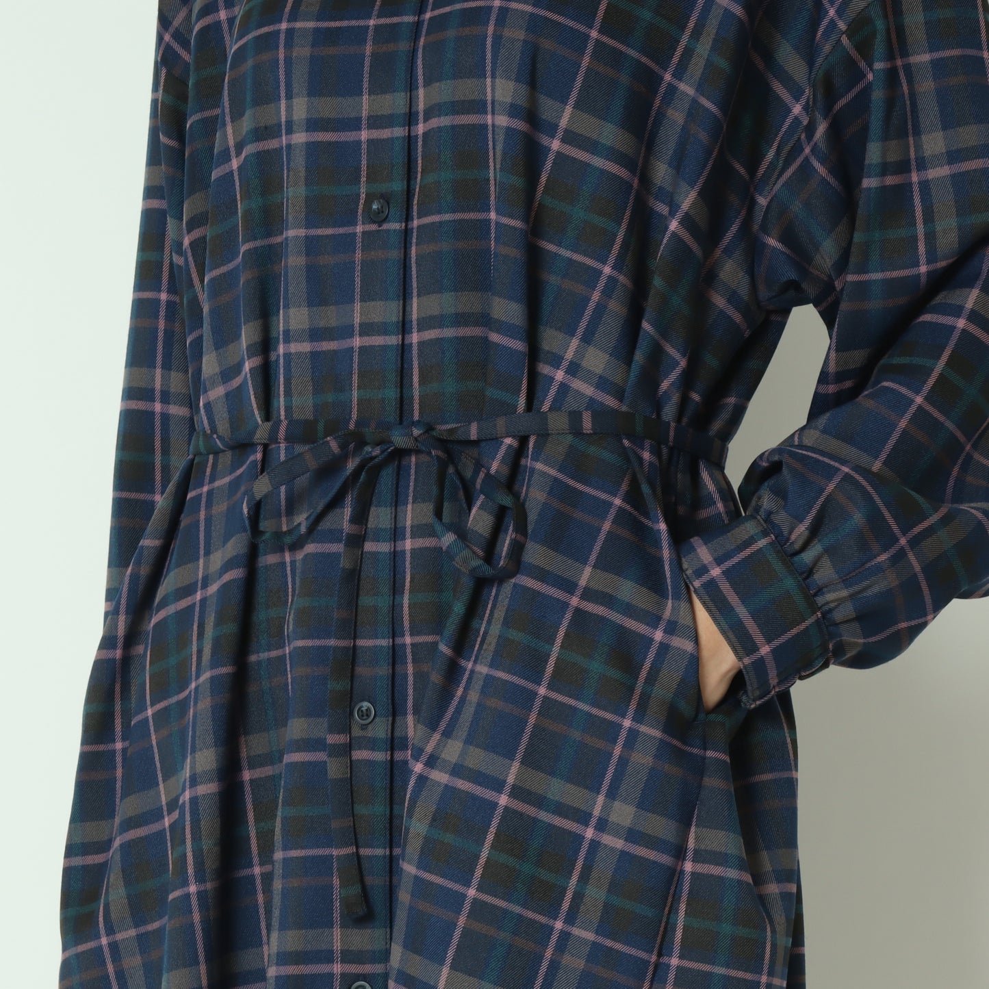 タータンバックリボンシャツドレス H325316