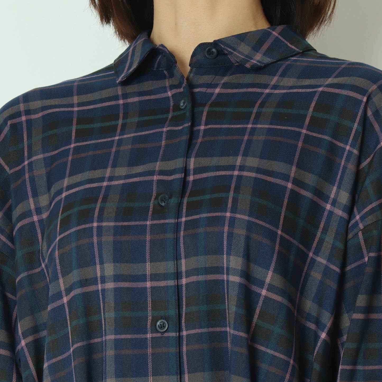 タータンバックリボンシャツドレス H325316