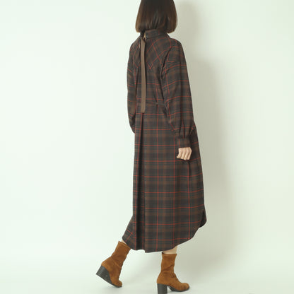 タータンバックリボンシャツドレス H325316