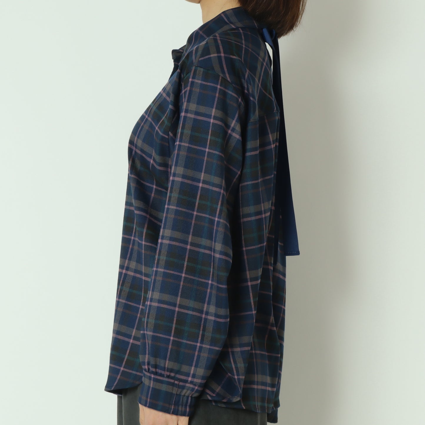 タータンバックリボンシャツブラウス H425326