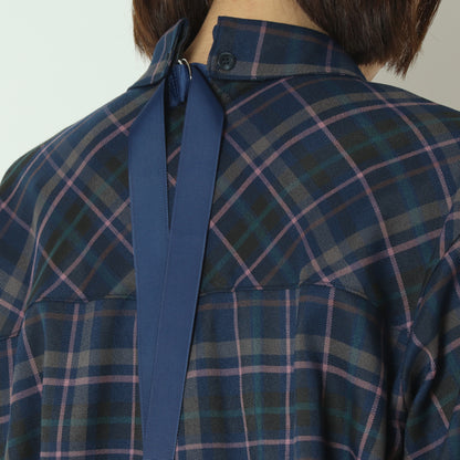 タータンバックリボンシャツブラウス H425326