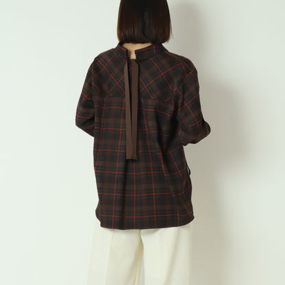 タータンバックリボンシャツブラウス H425326