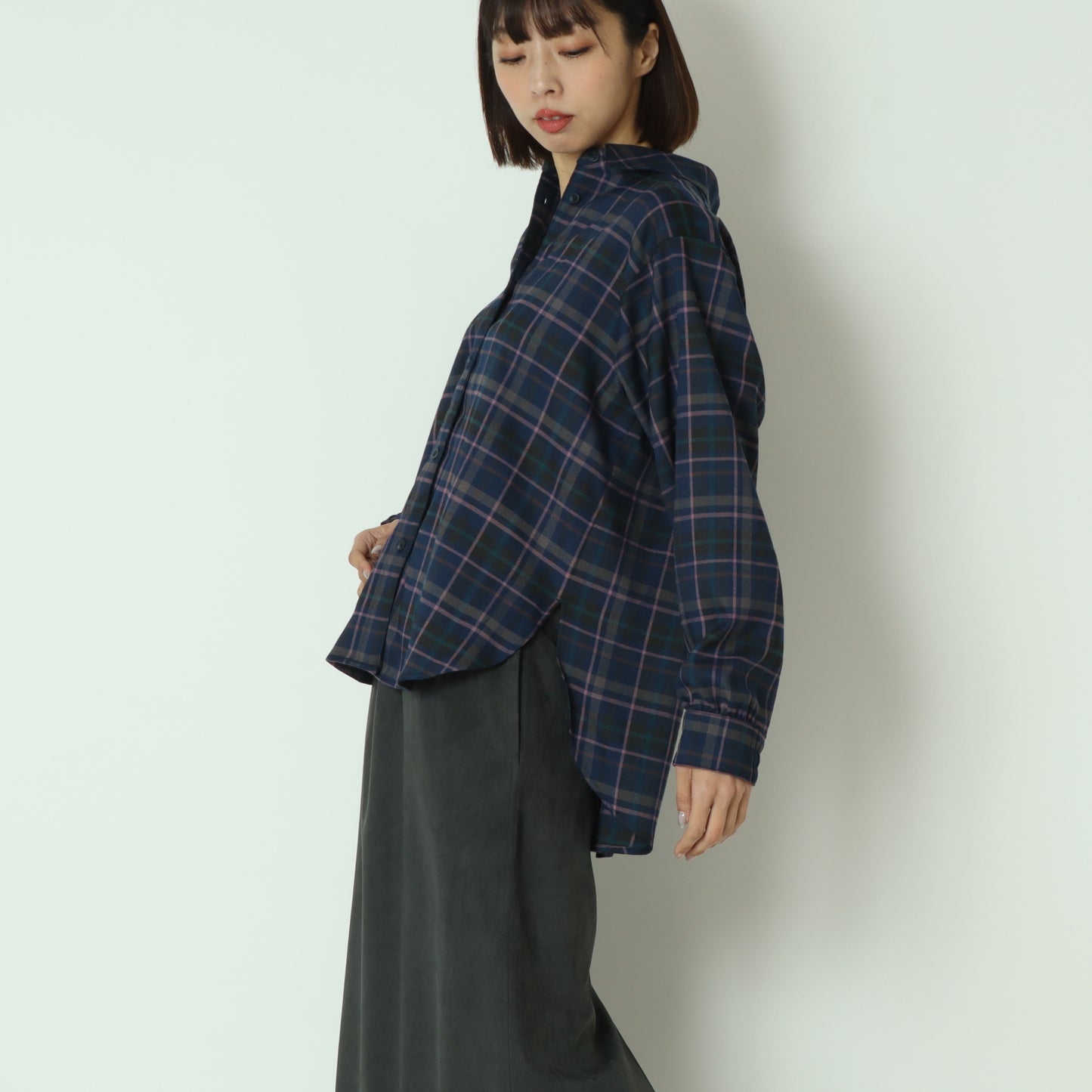 タータンバックリボンシャツブラウス H425326