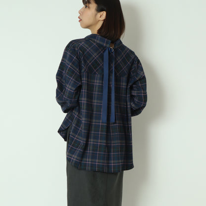 タータンバックリボンシャツブラウス H425326