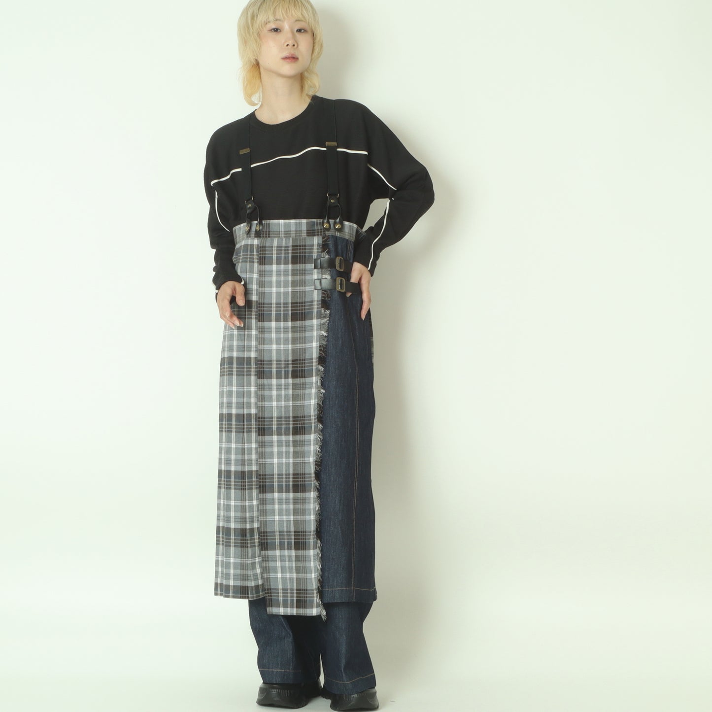 チェックデニムコンビネーションサロペット  1253-06030