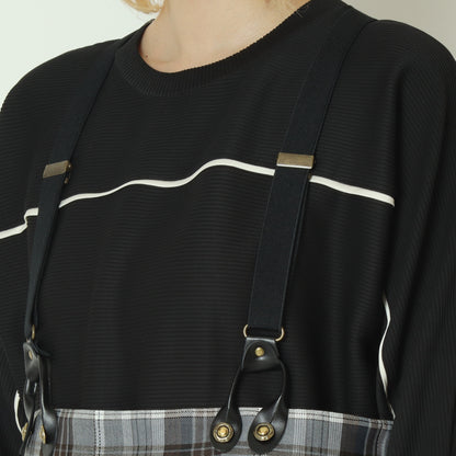 チェックデニムコンビネーションサロペット  1253-06030