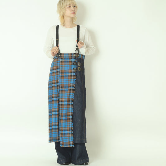 チェックデニムコンビネーションサロペット  1253-06030