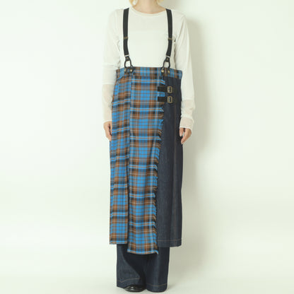 チェックデニムコンビネーションサロペット  1253-06030