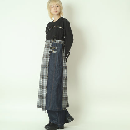 チェックデニムコンビネーションサロペット  1253-06030