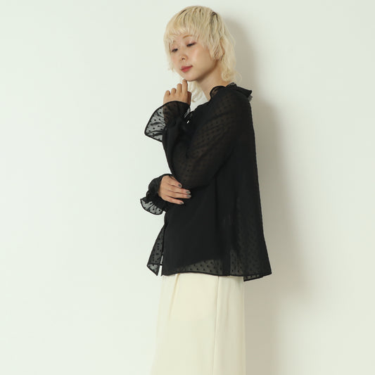 シアードットフリルブラウス  C7546556