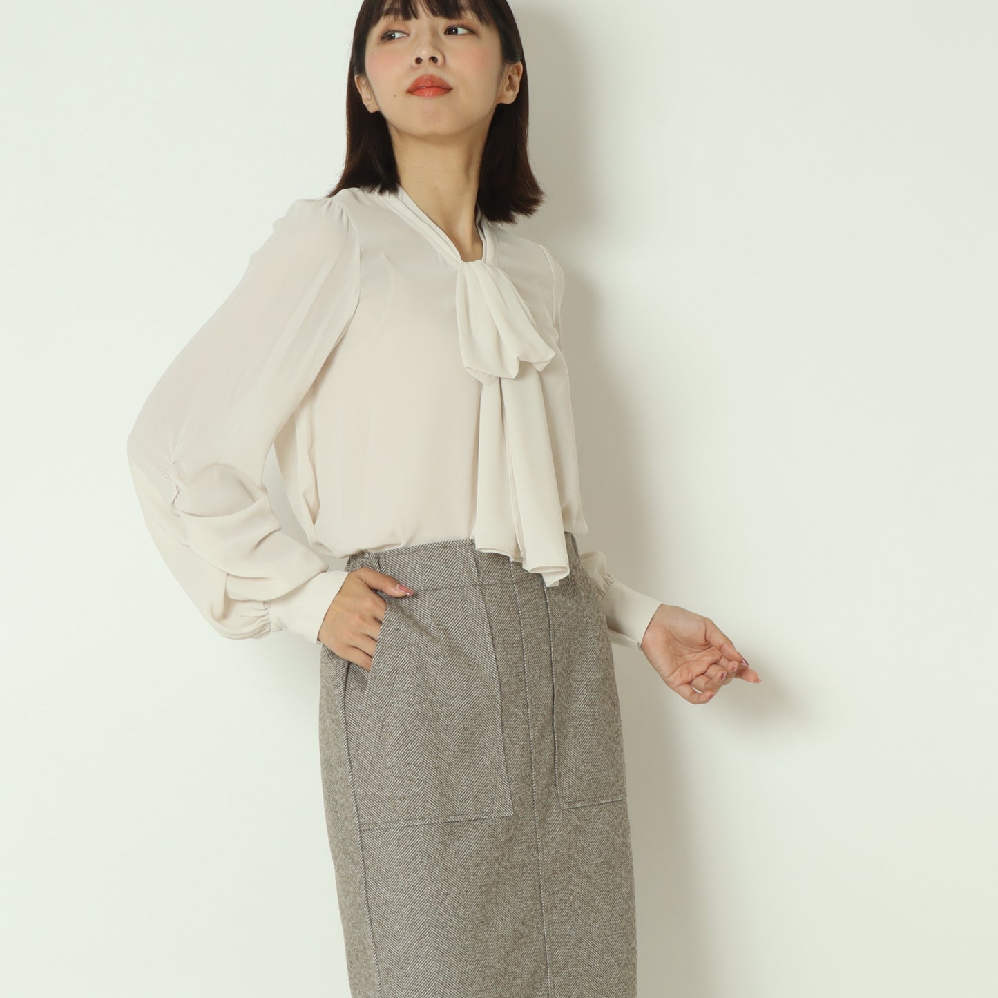 シフォンボウタイブラウス  C7546555