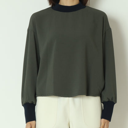 リブモックネックドロップショルダープルブラウス 541201