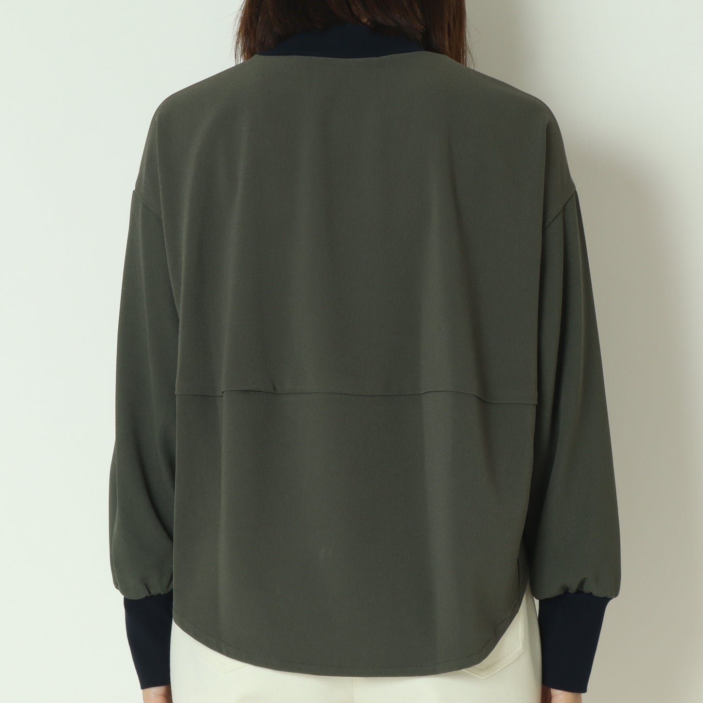 リブモックネックドロップショルダープルブラウス 541201