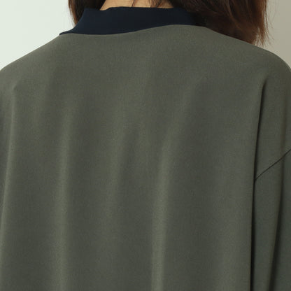 リブモックネックドロップショルダープルブラウス 541201