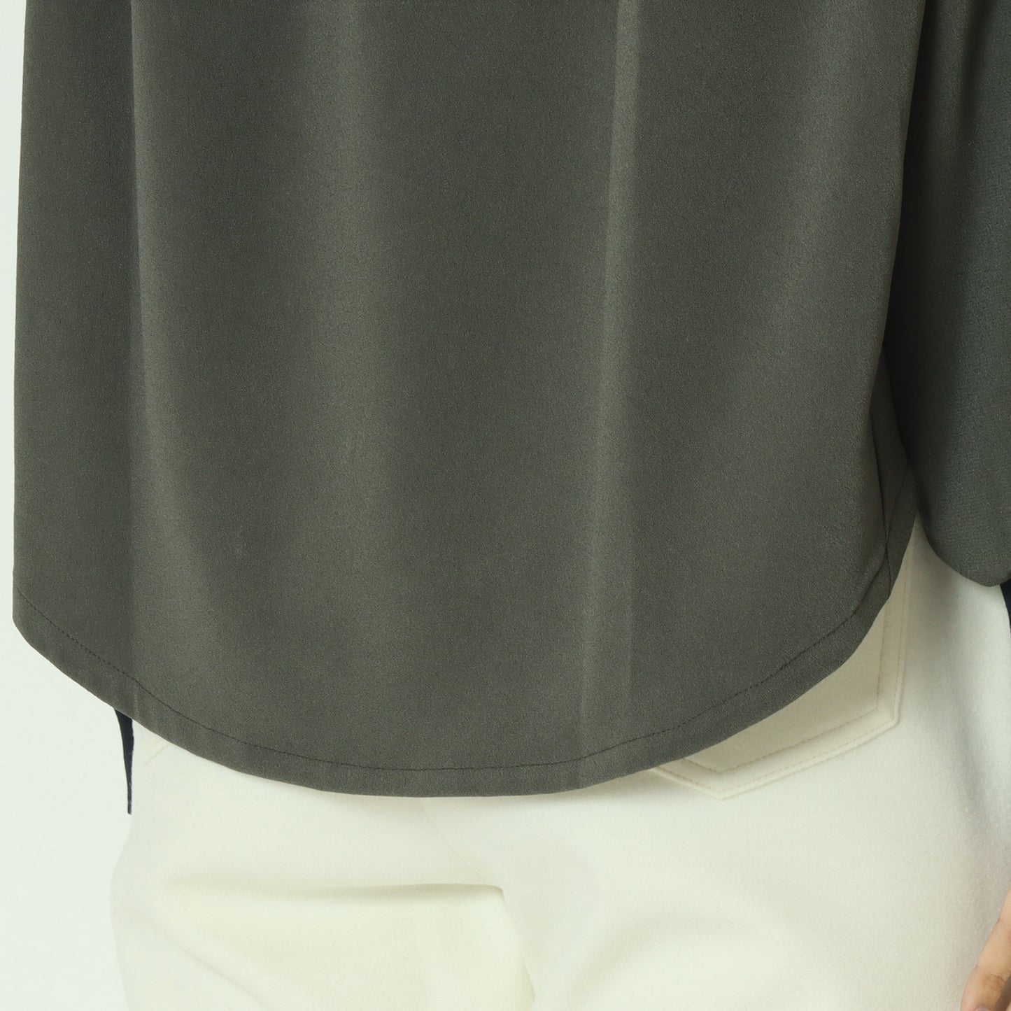 リブモックネックドロップショルダープルブラウス 541201