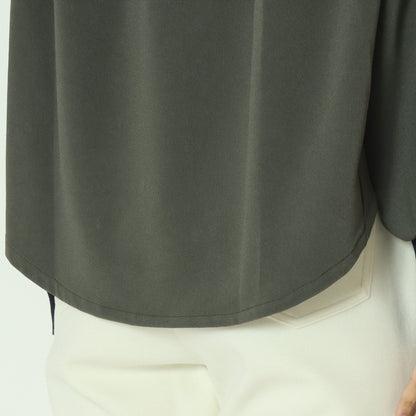 リブモックネックドロップショルダープルブラウス 541201