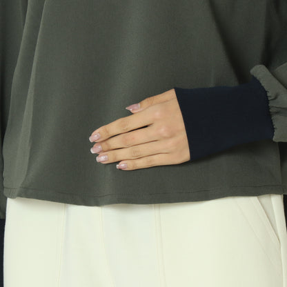 リブモックネックドロップショルダープルブラウス 541201