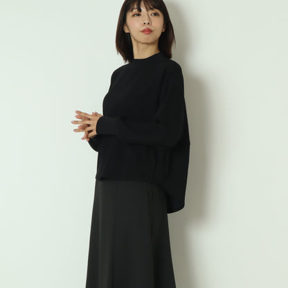 リブモックネックドロップショルダープルブラウス 541201