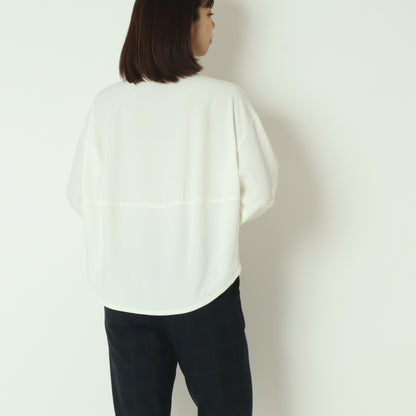 リブモックネックドロップショルダープルブラウス 541201