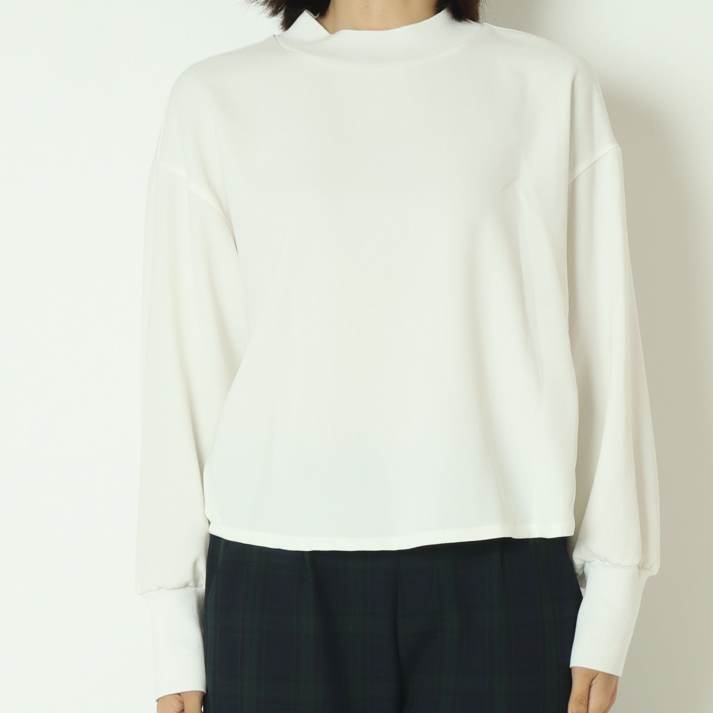 リブモックネックドロップショルダープルブラウス 541201