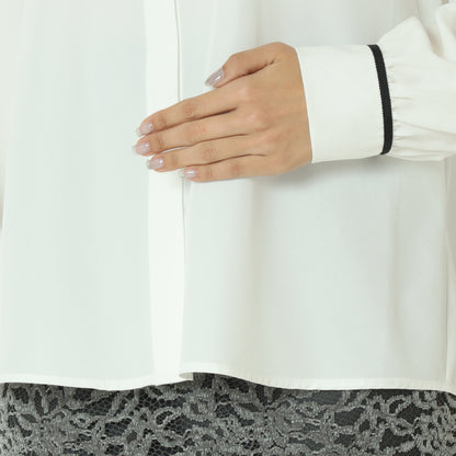 ジョーゼット細パイピングブラウス  550202