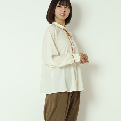 ジョーゼット細パイピングブラウス  550202