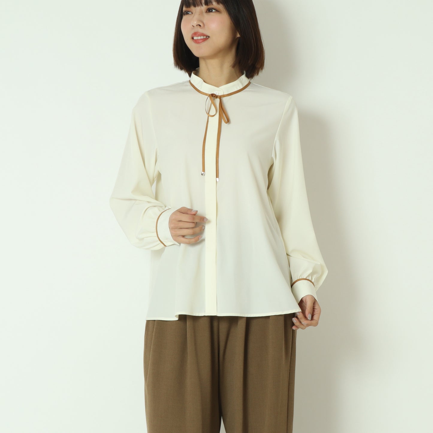 ジョーゼット細パイピングブラウス  550202