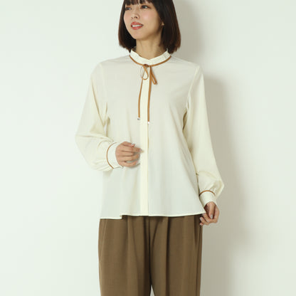 ジョーゼット細パイピングブラウス  550202