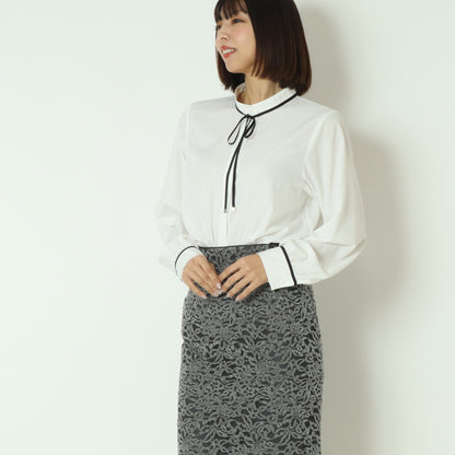 ジョーゼット細パイピングブラウス  550202