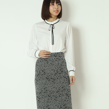 ジョーゼット細パイピングブラウス  550202