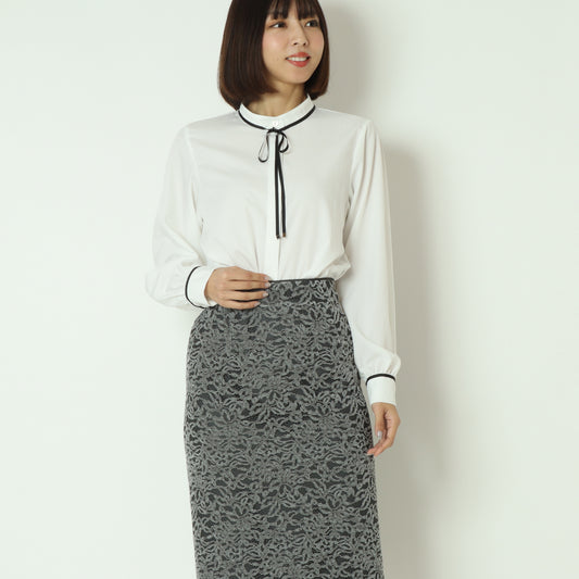 ジョーゼット細パイピングブラウス  550202