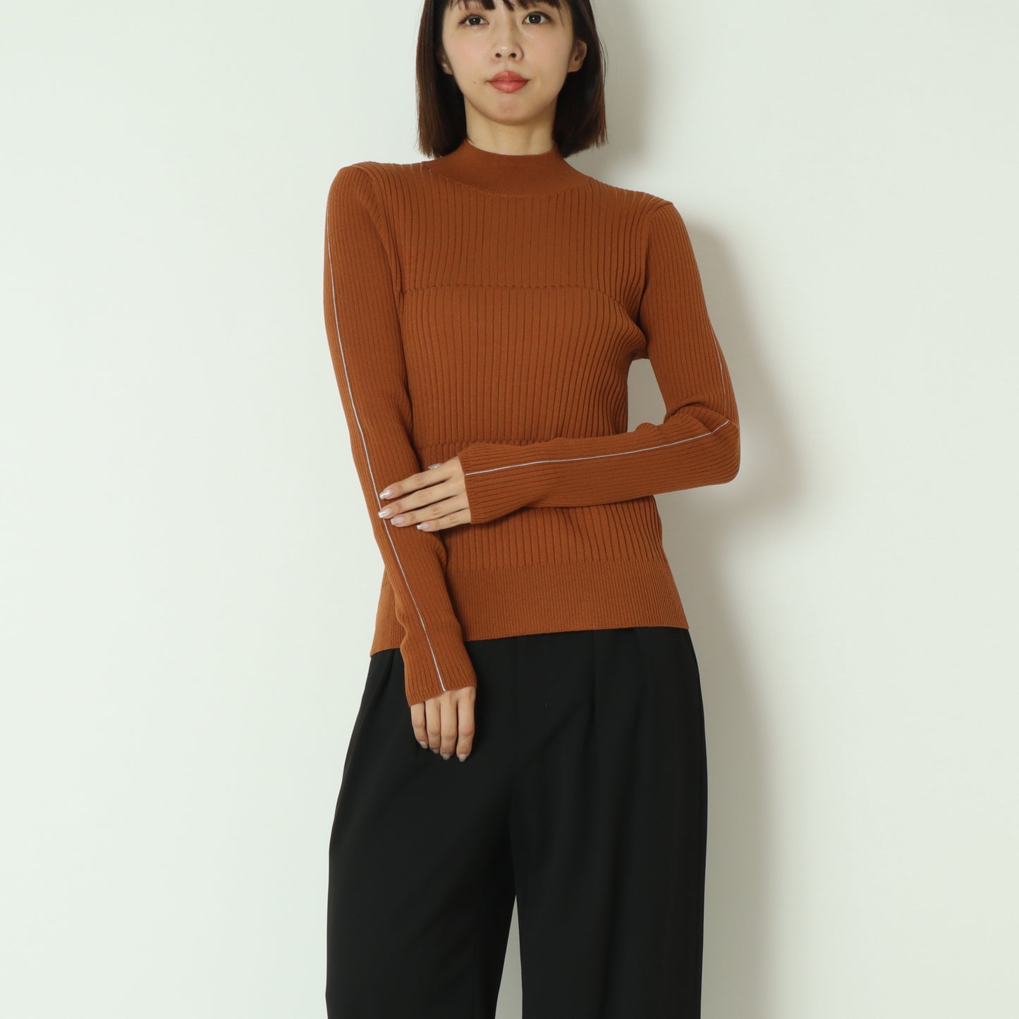 ダブル切り替え配色ラインリブニット 550001