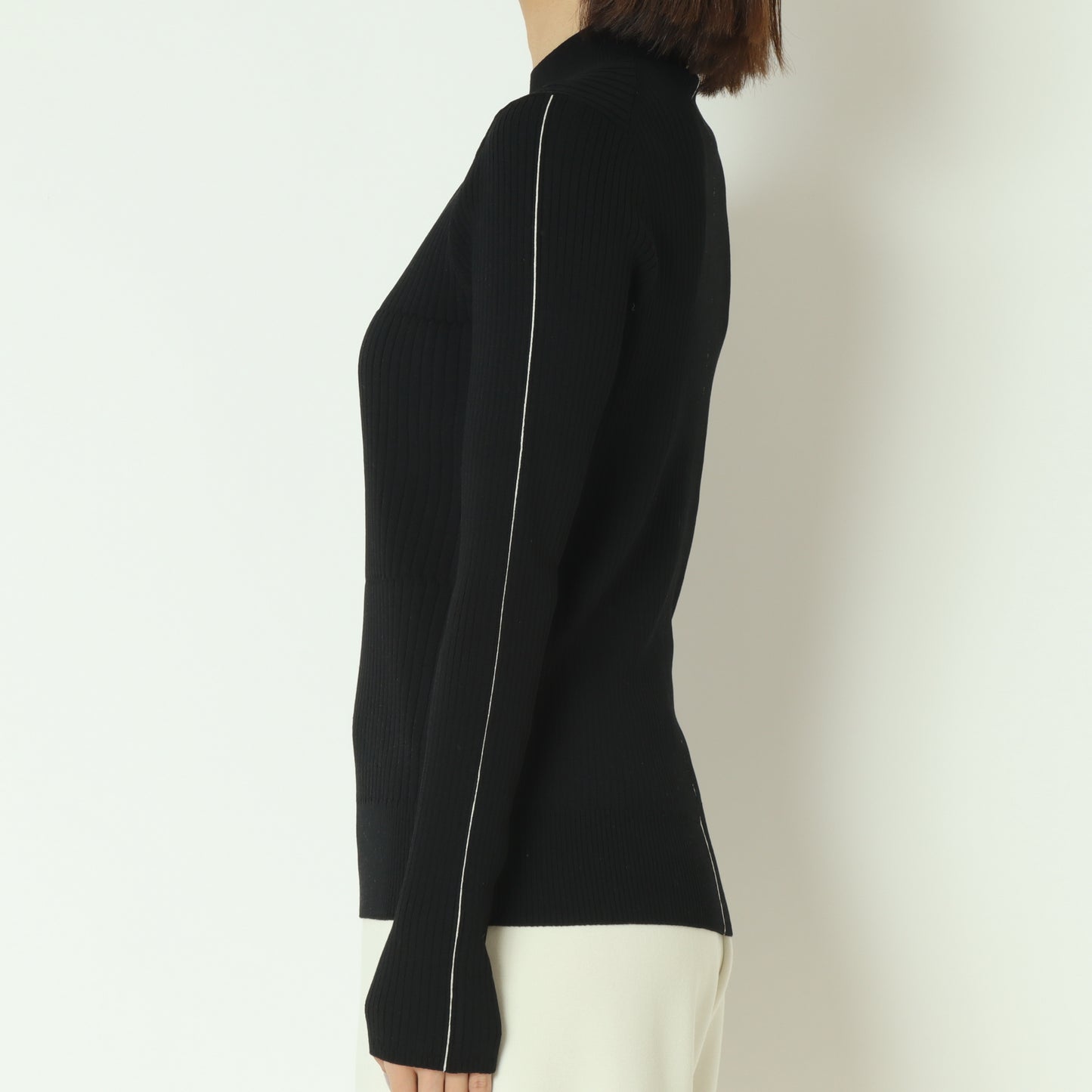 ダブル切り替え配色ラインリブニット 550001