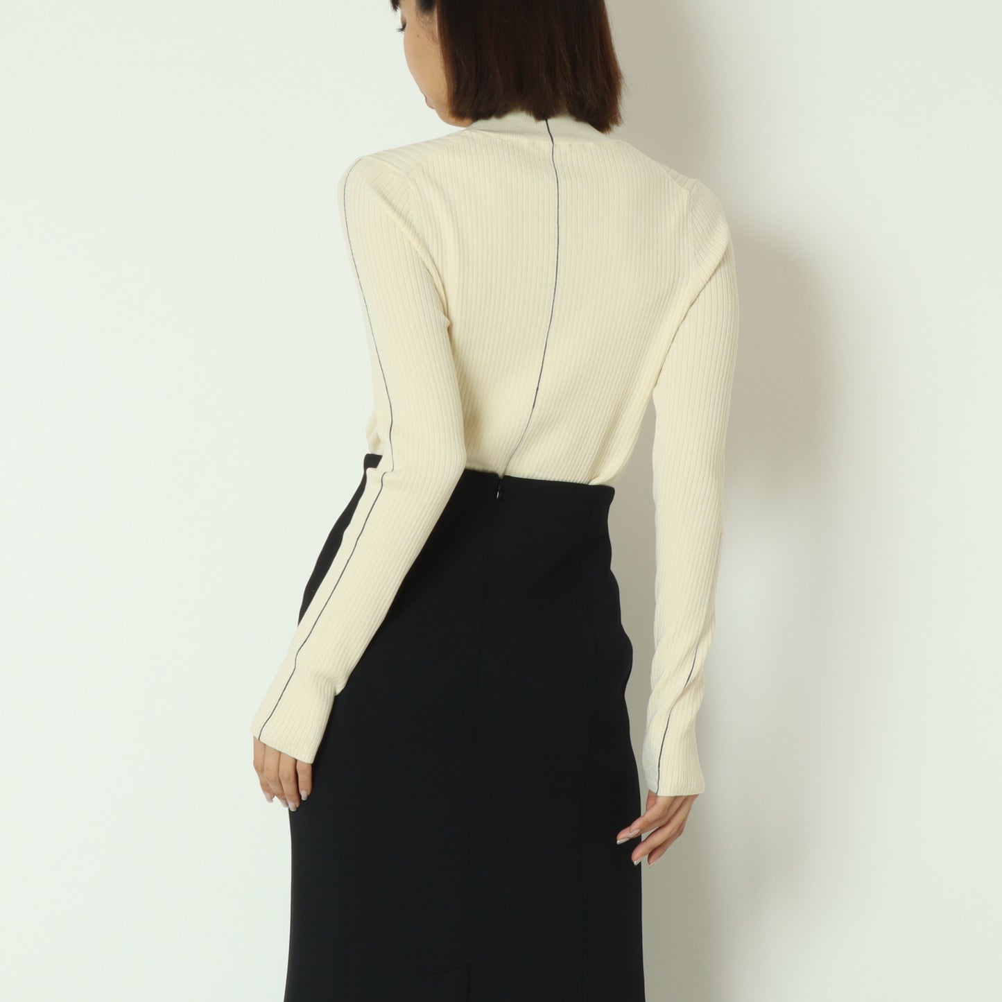 ダブル切り替え配色ラインリブニット 550001