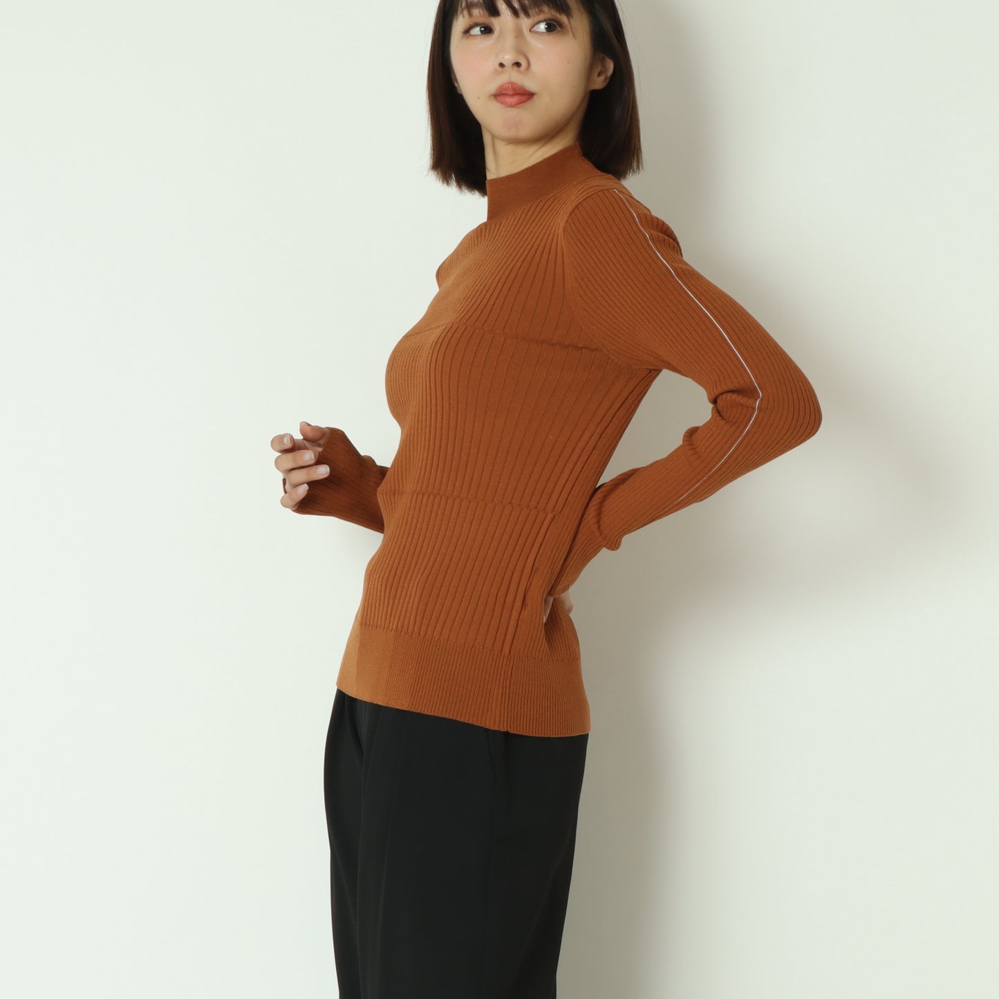 ダブル切り替え配色ラインリブニット 550001